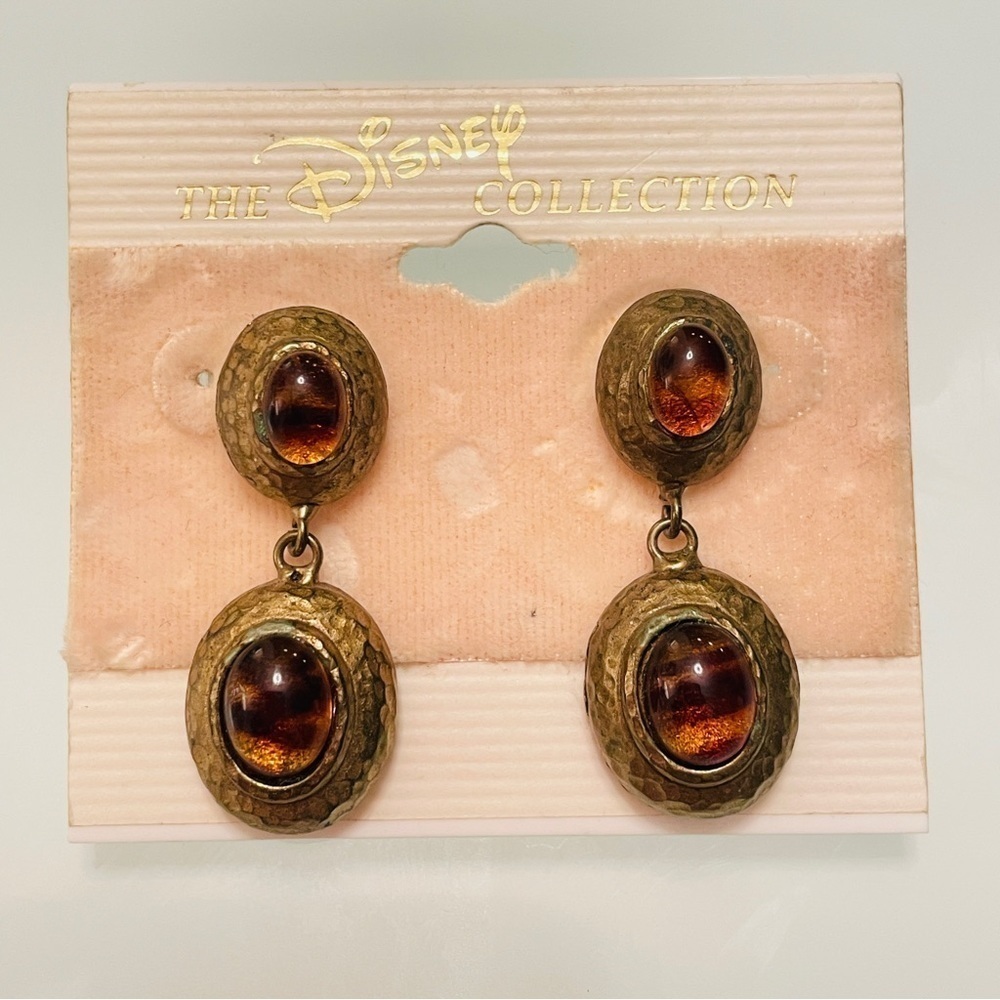 Vintage Graziano Disney Collection Brown Glass Brass Tone Hammered Drop …